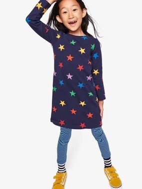 Primary Colorful Star Print Sweatshirt Tunic Dress Sz 6-7